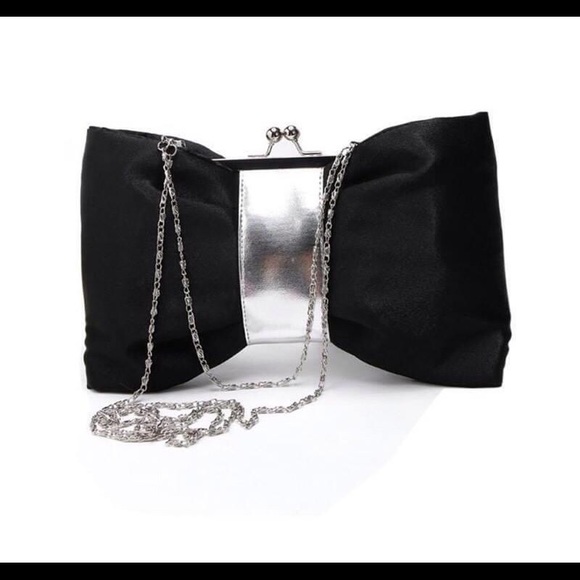 Black Bow Clutch Bag - Picture 1 of 1